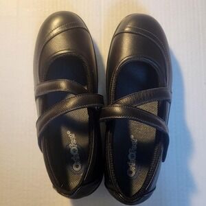 Orthofeet Womens Shoes Leather, Black, Cushion Comfort, Lightweight, Size 7.5'
